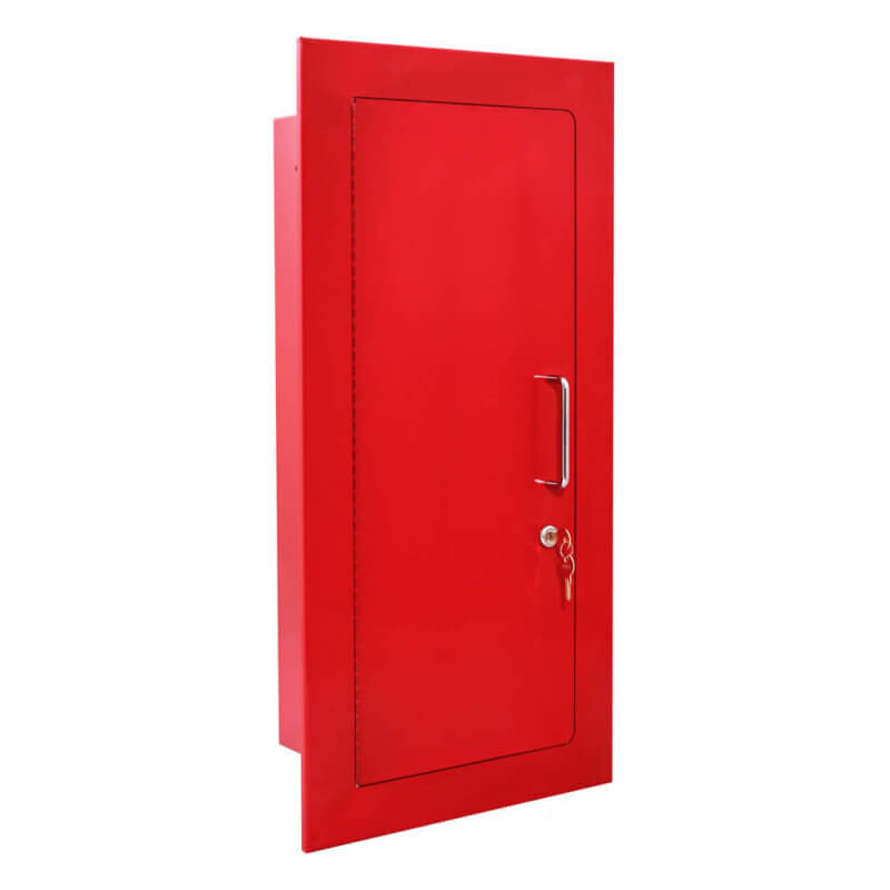 127-EL-RD Fully-Recessed 10 lb. Fire Extinguisher Cabinet with Full Metal Door in Baked Red Enamel
