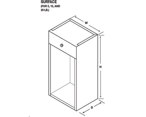 Classic Series Surface Mounted fire Extinguisher Cabinet Dimension Drawing