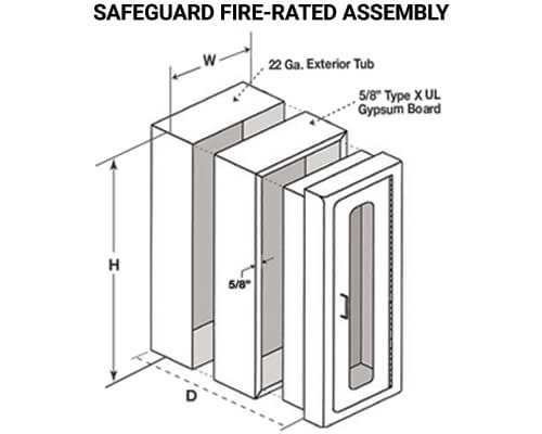 Elite Fire-Rated Fire Extinguisher Cabinet Dimension Drawing