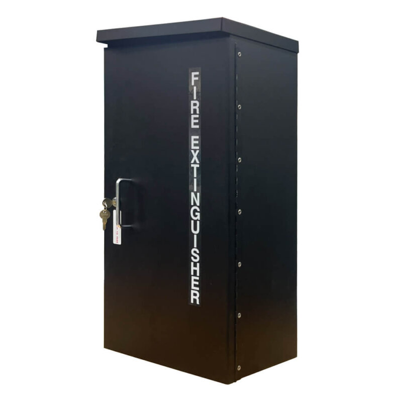 HDOC-10 Heavy Duty Outdoor Series Surface Mounted 10 lb. Fire Extinguisher Cabinet with Full Metal Door in Baked Black Enamel