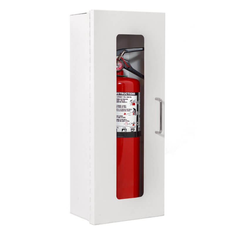 106-EL Surface Mounted 10 lb. Fire Extinguisher Cabinet with Full Glass Door in Baked White Enamel