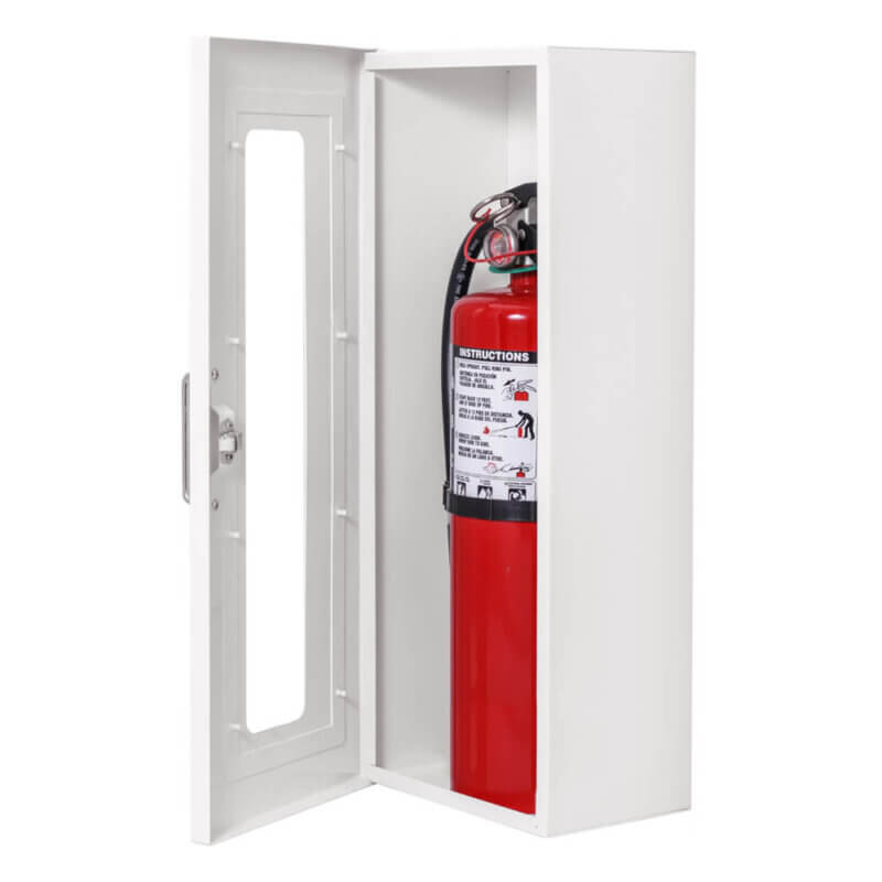 106-EL Surface Mounted 10 lb. Fire Extinguisher Cabinet with Full Glass Door in Baked White Enamel