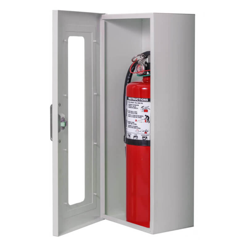 106-TN Surface Mounted 10 lb. Fire Extinguisher Cabinet with Full Glass Door in Baked Grey Enamel