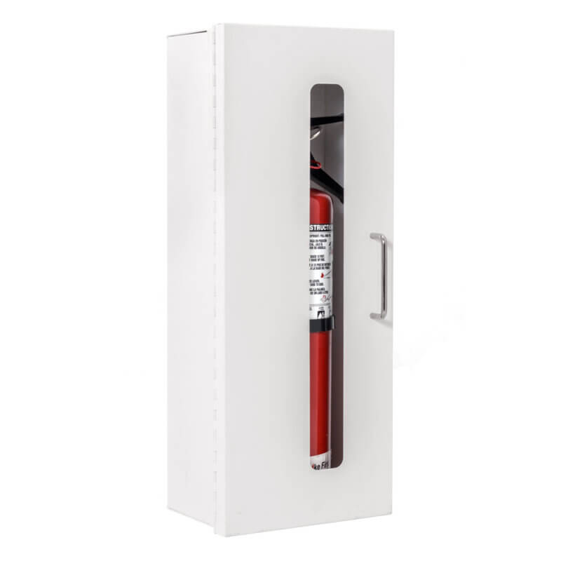 108-EL Surface Mounted 10 lb. Fire Extinguisher Cabinet with Vertical Duo Door in Baked White Enamel