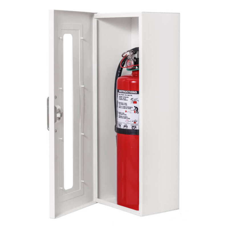 108-EL Surface Mounted 10 lb. Fire Extinguisher Cabinet with Vertical Duo Door in Baked White Enamel