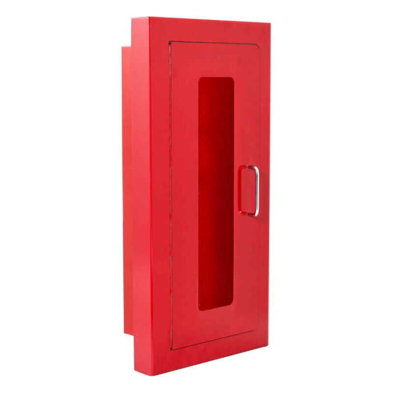 116-EL Elite Architectural Series Semi-Recessed 10 lb. Fire Extinguisher Cabinet with Full Glass Door in Baked Red Enamel