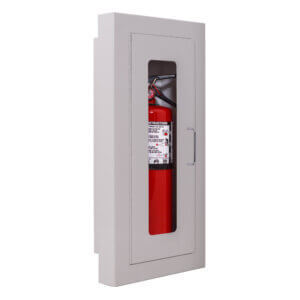 116-TN Semi-Recessed 10 lb. Fire Extinguisher Cabinet with Full Glass Door in Baked Grey Enamel