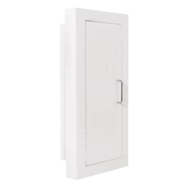 117-EL Semi-Recessed 10 lb. Fire Extinguisher Cabinet with Full Metal Door in Baked White Enamel