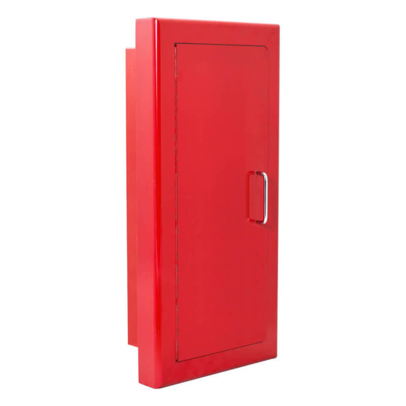 117-MR Murano Radius Series Semi-Recessed 10 lb. Fire Extinguisher Cabinet with Full Metal Door in Baked Red Enamel