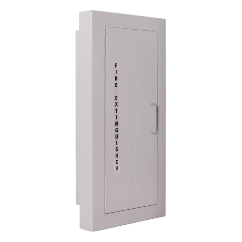 117-TN Semi-Recessed 10 lb. Fire Extinguisher Cabinet with Full Metal Door in Baked Grey Enamel
