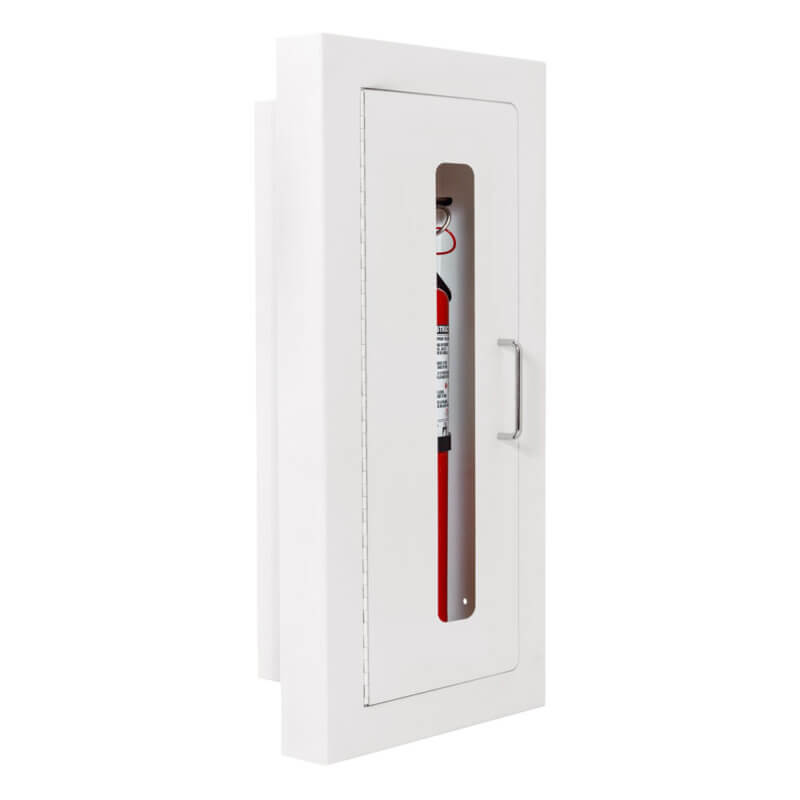 118-EL Semi-Recessed 10 lb. Fire Extinguisher Cabinet with Vertical Duo Door in Baked White Enamel