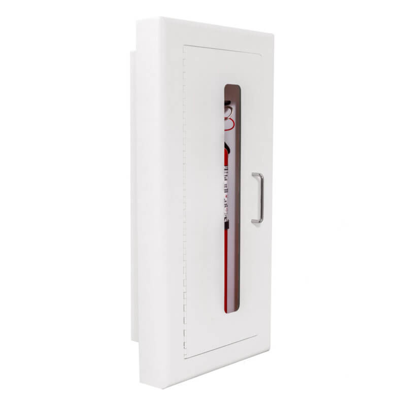 118-MR Semi-Recessed 10 lb. Fire Extinguisher Cabinet with Vertical Duo Door in Baked White Enamel