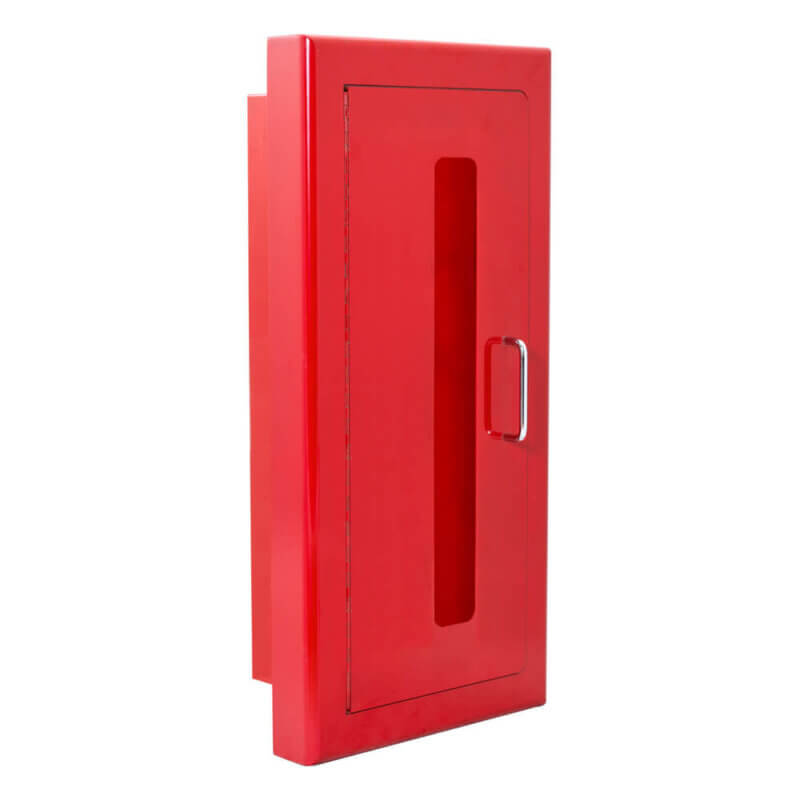 118-MR Murano Radius Series Semi-Recessed 10 lb. Fire Extinguisher Cabinet with Vertical Duo Door in Baked Red Enamel
