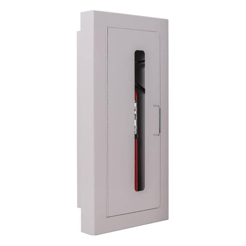 118-TN Semi-Recessed 10 lb. Fire Extinguisher Cabinet with Vertical Duo Door in Baked Grey Enamel