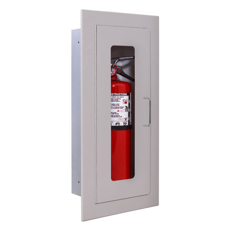 126-TN Fully-Recessed 10 lb. Fire Extinguisher Cabinet with Full Glass Door in Baked Grey Enamel