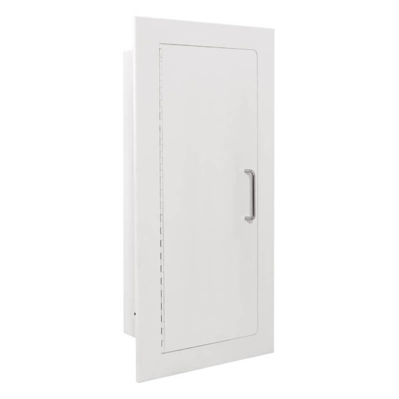 127-EL Fully-Recessed 10 lb. Fire Extinguisher Cabinet with Full Metal Door in Baked White Enamel