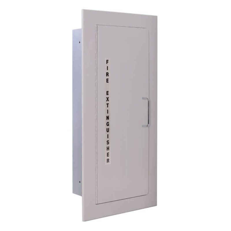 127-TN Fully-Recessed 10 lb. Fire Extinguisher Cabinet with Full Metal Door in Baked Grey Enamel