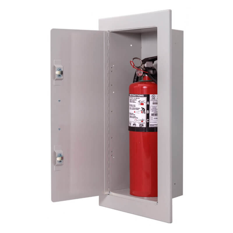 127-TN Fully-Recessed 10 lb. Fire Extinguisher Cabinet with Full Metal Door in Baked Grey Enamel