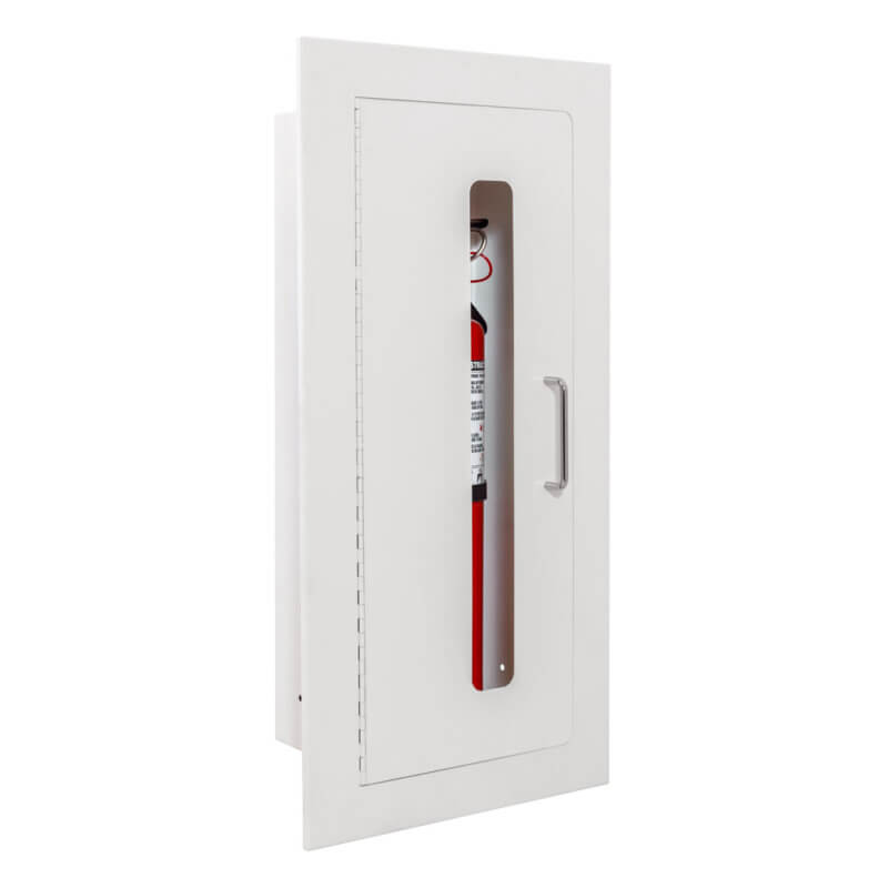 128-EL Fully-Recessed 10 lb. Fire Extinguisher Cabinet with Vertical Duo Door in Baked White Enamel
