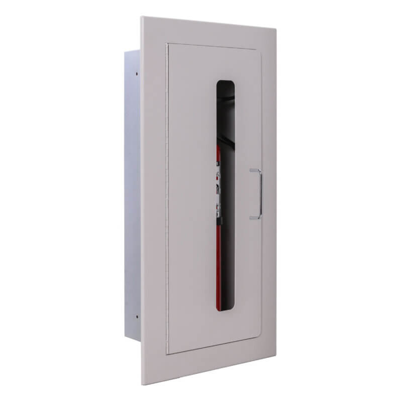 128-TN Fully-Recessed 10 lb. Fire Extinguisher Cabinet with Vertical Duo Door in Baked Grey Enamel