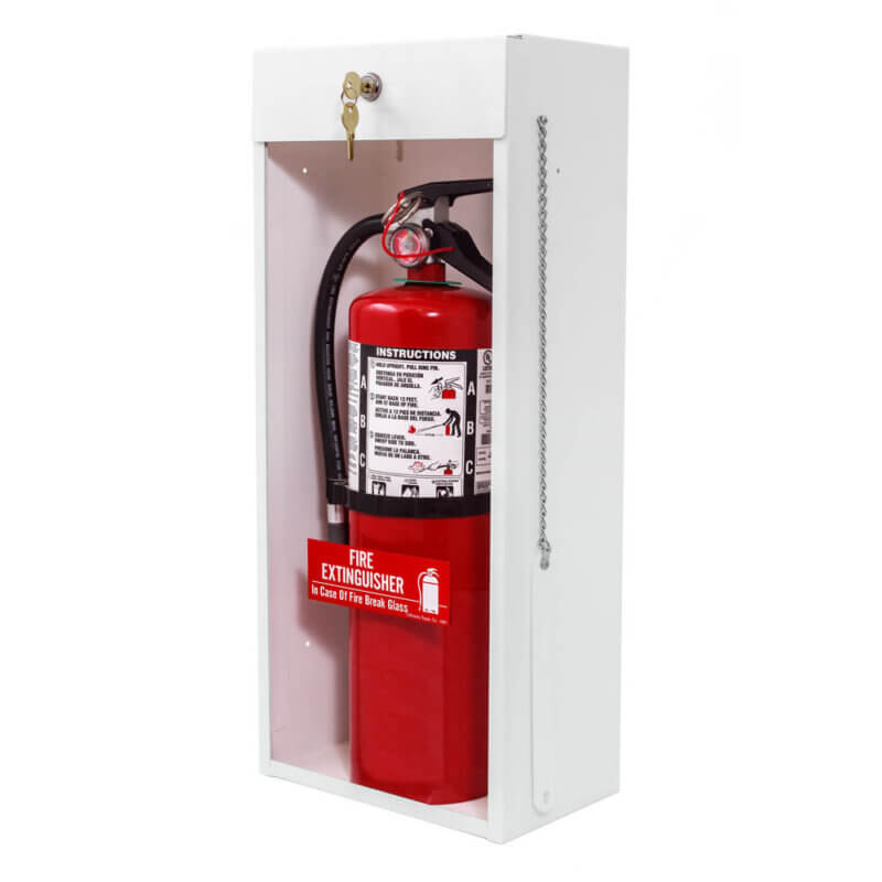 999-CL Surface Mounted 10 lb. Fire Extinguisher Cabinet with Full Acrylic Panel in Baked White Enamel