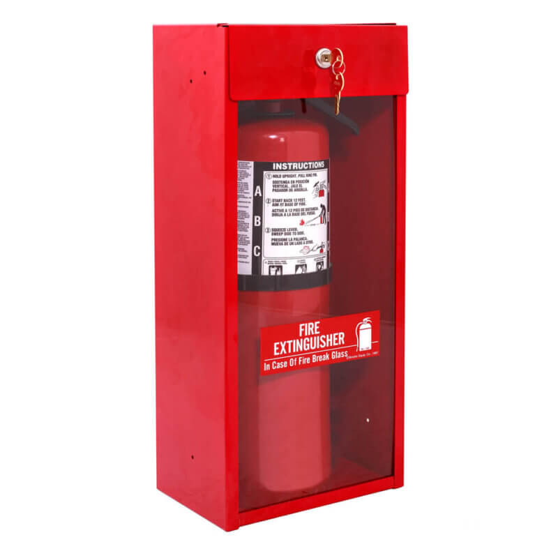 999-CL-RD Surface Mounted 10 lb. Fire Extinguisher Cabinet with Full Acrylic Panel in Baked Red Enamel