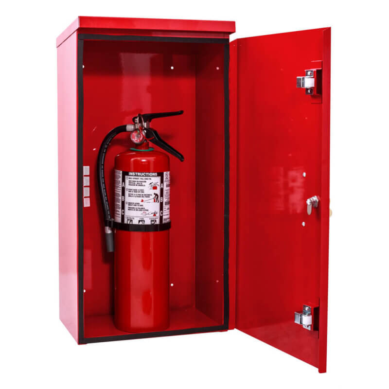 HDOC-10 Heavy Duty Outdoor Series Surface Mounted 10 lb. Fire Extinguisher Cabinet with Full Metal Door in Baked Red Enamel