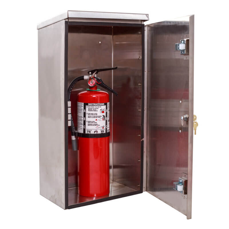 HDOC-10-SS Stainless Steel Surface Mounted 10 lb. Fire Extinguisher Cabinet with Full Metal Door