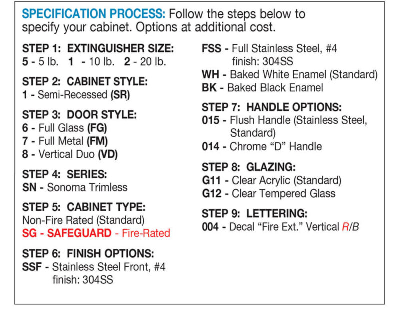 Safety One Sonoma Series Specification Guide